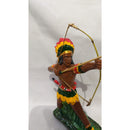 Estatua Imagem Em Gesso Caboclo Flecheiro Verde/amarelo 20cm