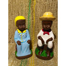 Estatua Casal Preto Velho baby em gesso 14 cm
