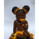 ESTATUA ERE MENINA AMARELA E ERE MENINO ARCO IRIS EM GESSO 13 CM