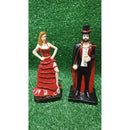 ESCULTURA CASAL EXU CAPA PRETA E POMBA GIRA 15 CM EM GESSO